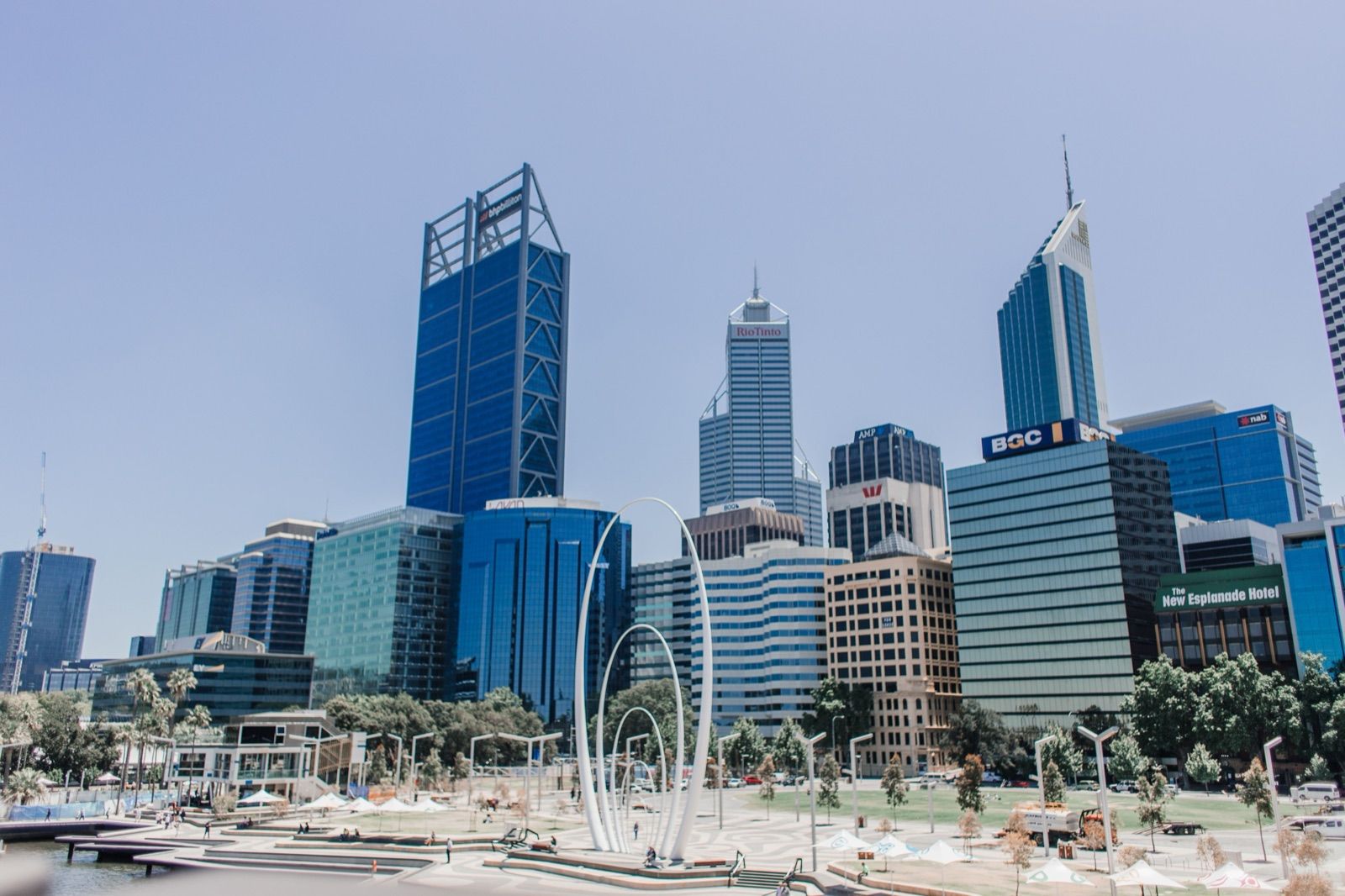 The Perth city skyline at Elizabeth Quay